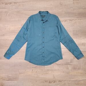 Gucci Mens Skinny Fit Size 43/17 Long Sleeve Button Up Shirt Green Blue *Fading*